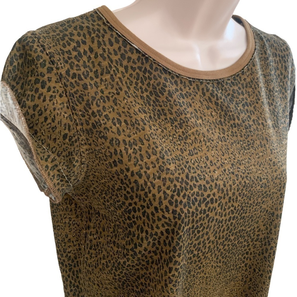 we The Free Printed Clare Tee Brown Leopard Small Free People - Picture 5 of 13